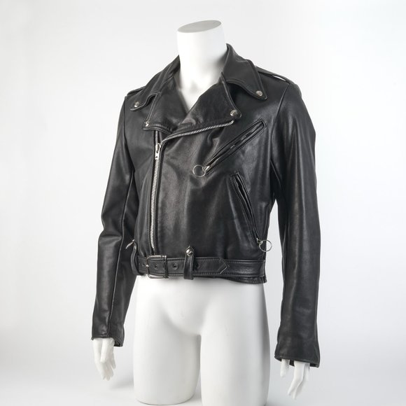 Brooks Black Leather Brando Motorcycle Jacket SIze 40 Made in USA Talon … - Picture 6 of 16